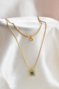 Layer Square green Pendant