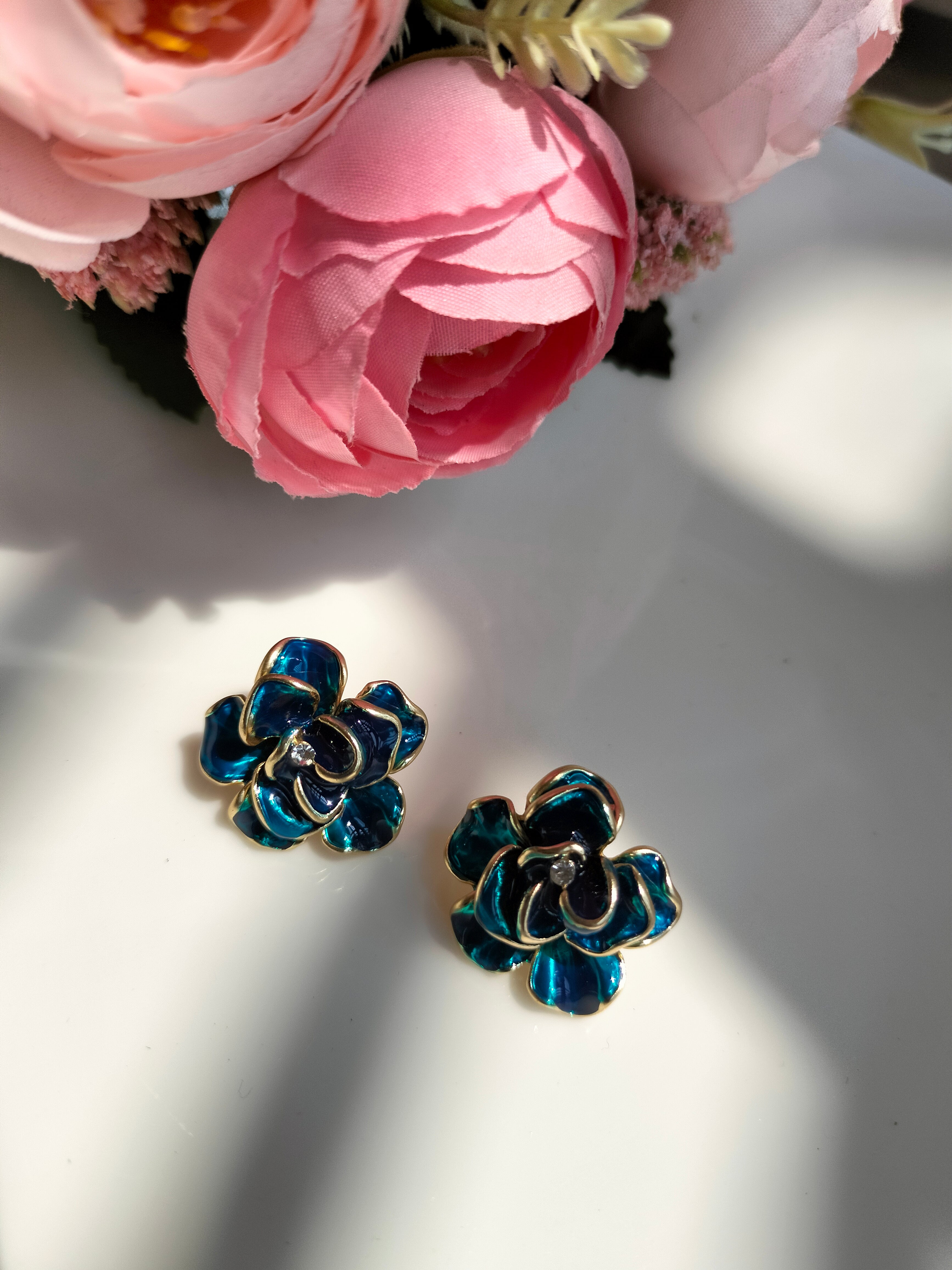 Blue Rose Earring