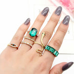 Load image into Gallery viewer, Green Stone Ring set (R-56)

