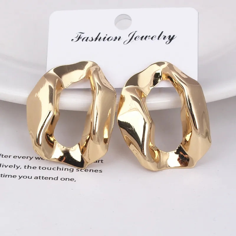 Golden Metallic Circle Earring