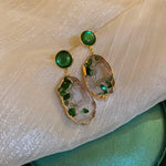 Load image into Gallery viewer, Uncut Green Stone Earrings
