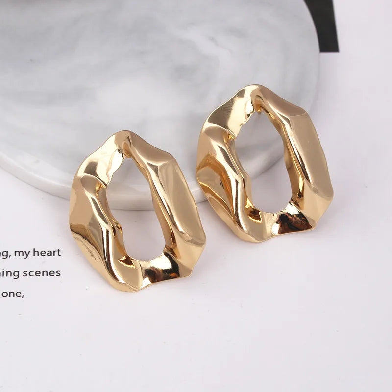 Golden Metallic Circle Earring