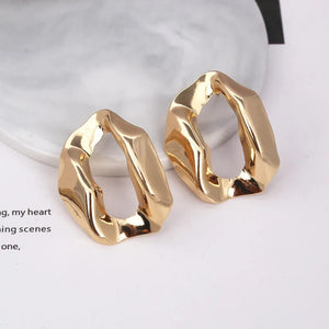 Golden Metallic Circle Earring