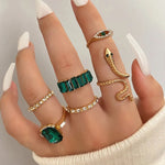 Load image into Gallery viewer, Green Stone Ring set (R-56)
