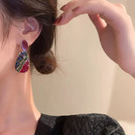 Load image into Gallery viewer, Maroon Oval Earring
