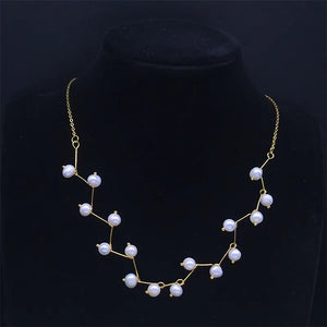 Pearl Charm Choker Golden