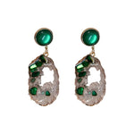 Load image into Gallery viewer, Uncut Green Stone Earrings
