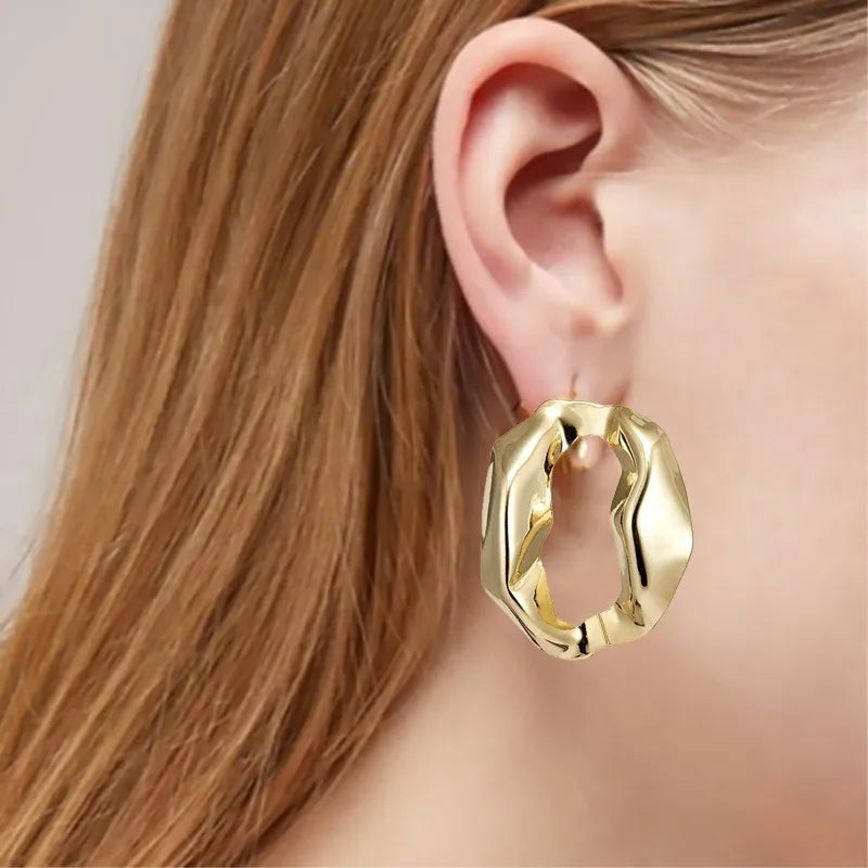 Golden Metallic Circle Earring