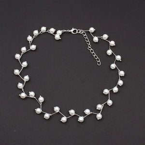 Pearl Charm Choker Silver