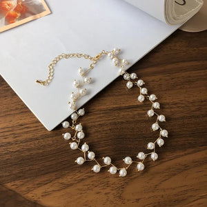 Pearl Charm Choker Golden