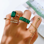 Load image into Gallery viewer, Green Stone Ring set (R-56)
