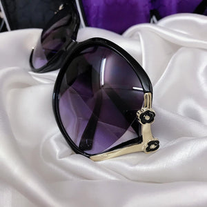 Beautiful Women's Golden Frame Modern Design Black Sunglass