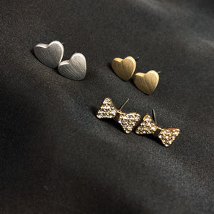 Heart,Bow Stud Set