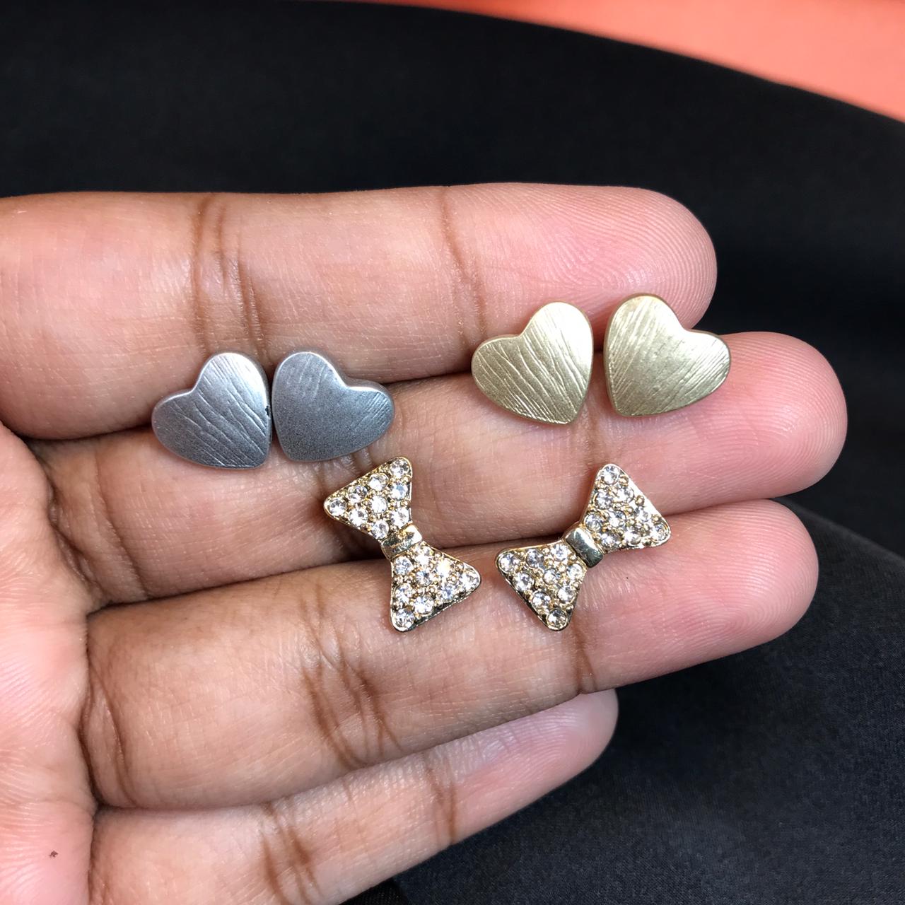 Heart,Bow Stud Set