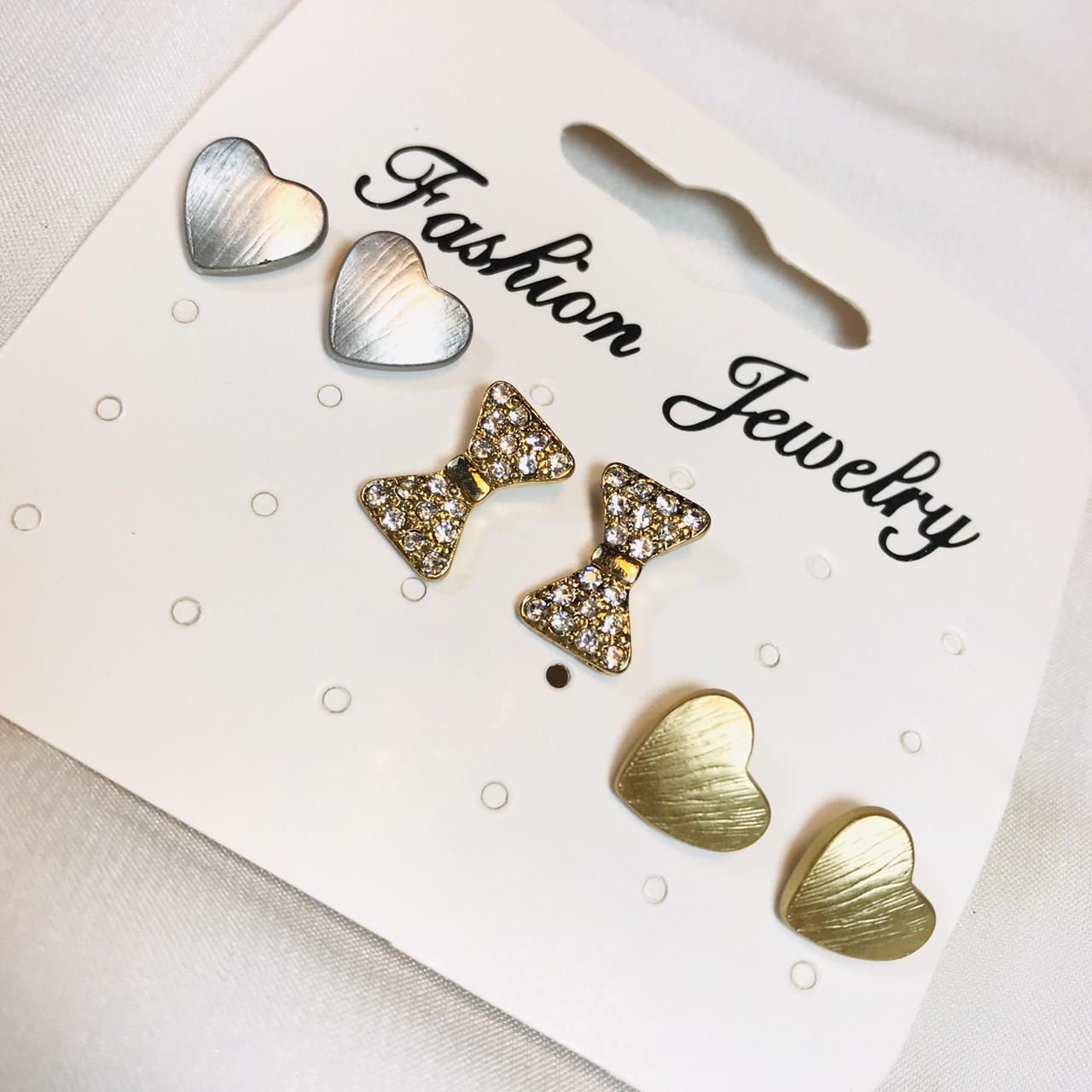 Heart,Bow Stud Set