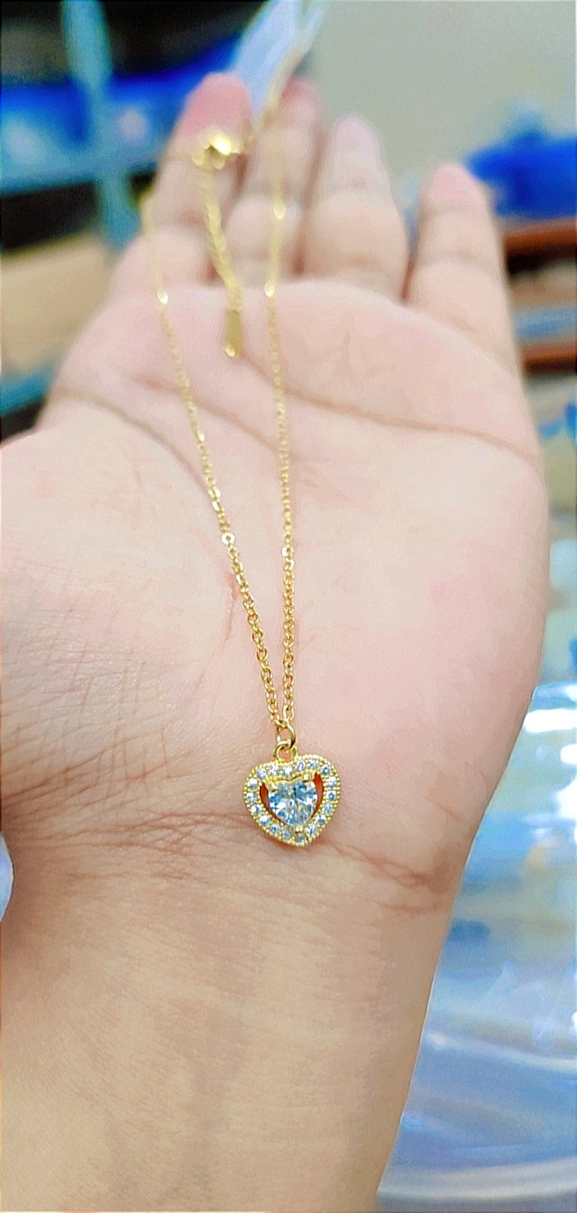 Golden Heart Zircon Pendant