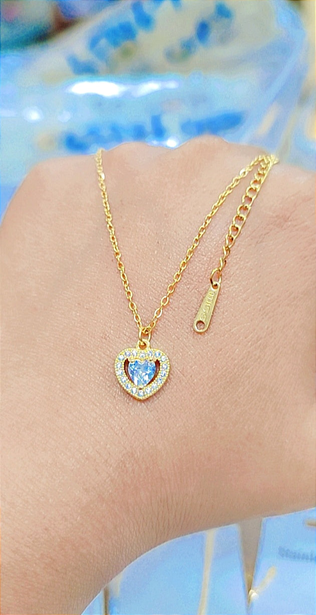 Golden Heart Zircon Pendant