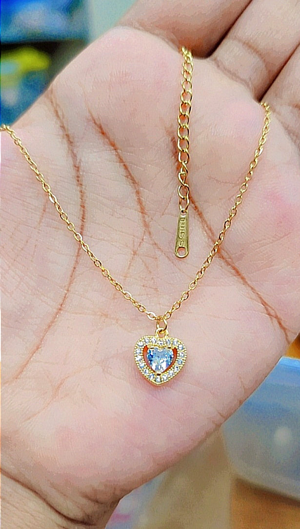 Golden Heart Zircon Pendant