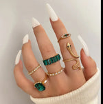 Load image into Gallery viewer, Green Stone Ring set (R-56)
