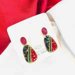 Load image into Gallery viewer, Maroon Oval Earring
