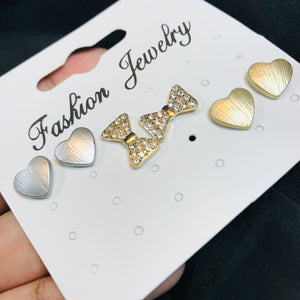 Heart,Bow Stud Set