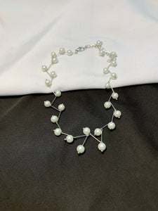 Pearl Charm Choker Silver