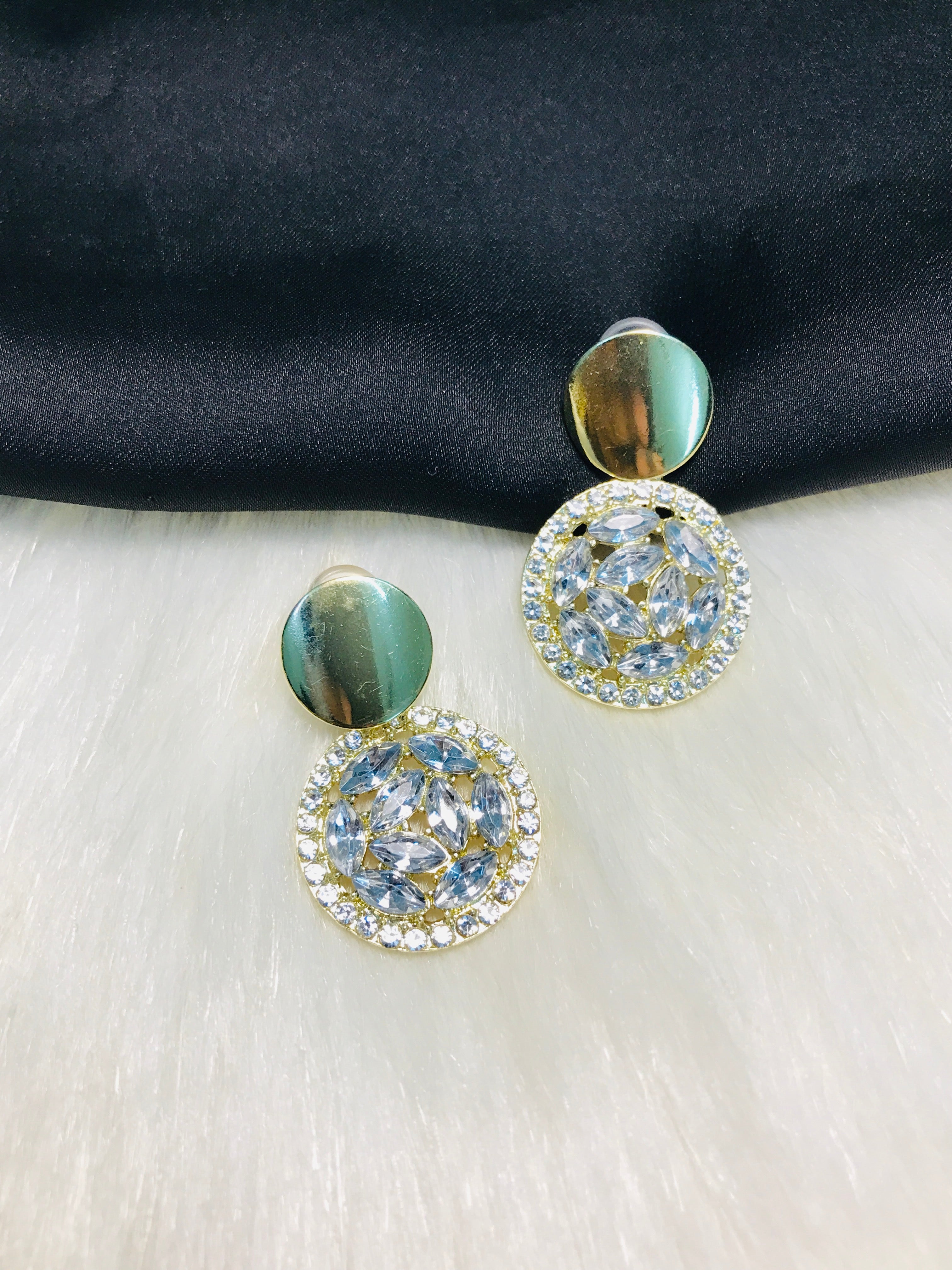 Double Circle Crystal Earring