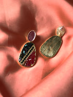 Load image into Gallery viewer, Maroon Oval Earring
