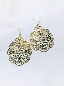 Floral Golden Filigree Earrings