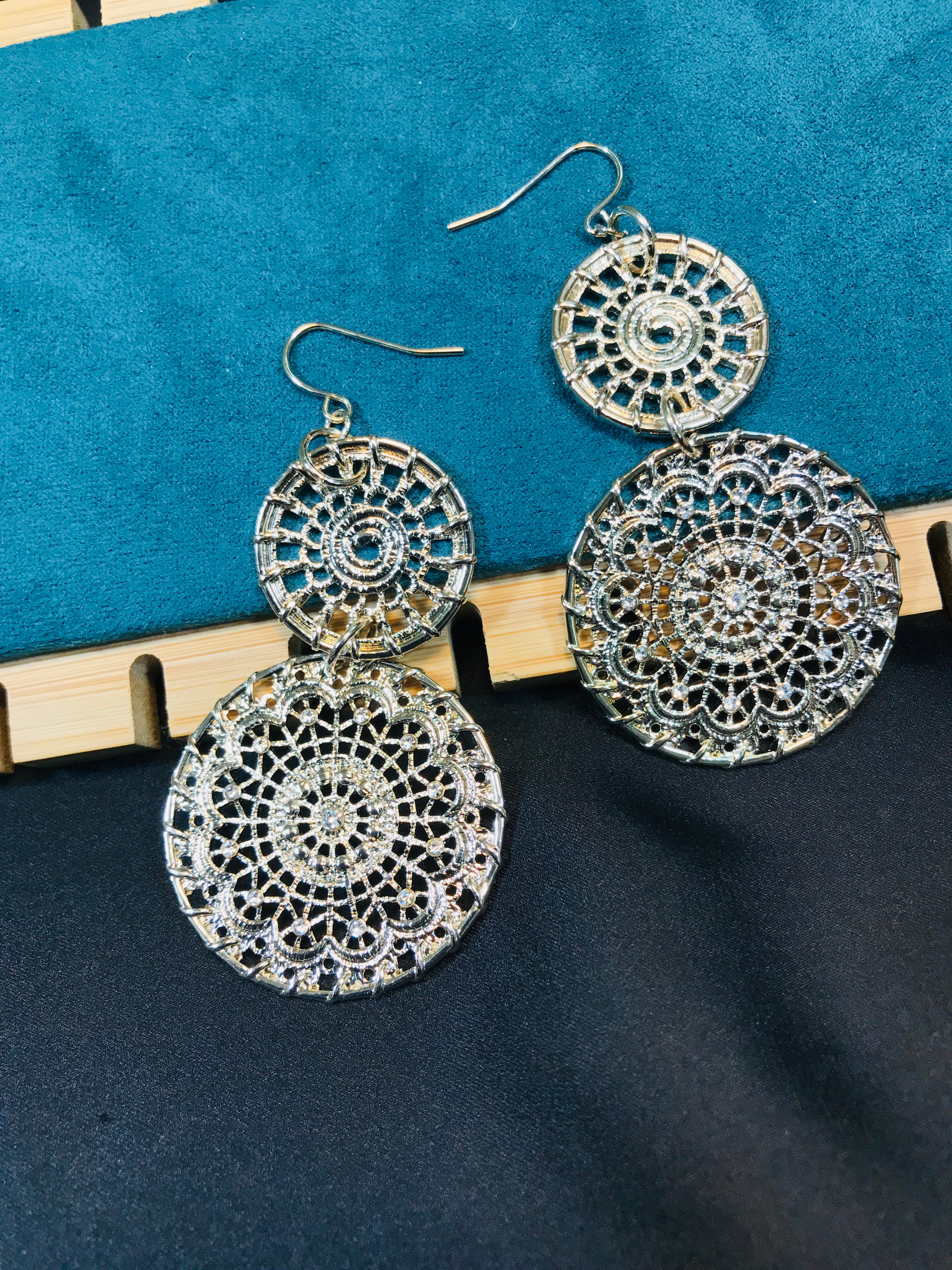 Double Circle Filigree Floral Earrings