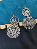 Load image into Gallery viewer, Double Circle Filigree Floral Earrings
