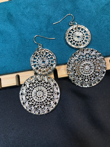 Double Circle Filigree Floral Earrings