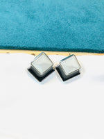 Load image into Gallery viewer, B &amp; W enamel Triangle Earrings
