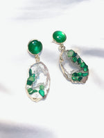 Load image into Gallery viewer, Uncut Green Stone Earrings
