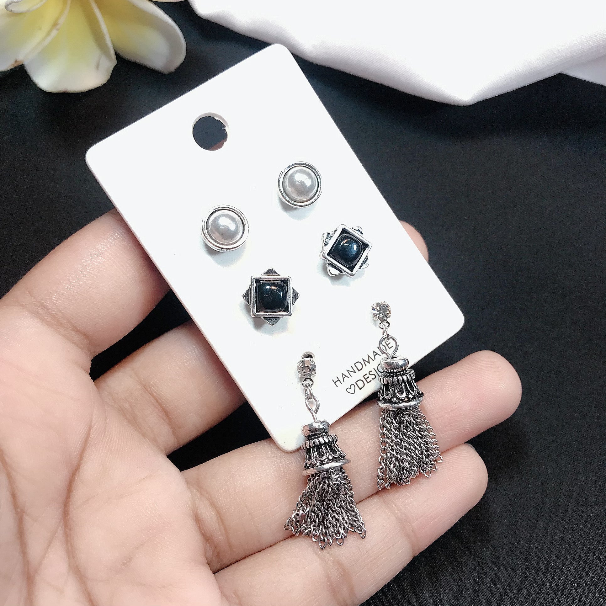 Silver Antique Tassel Stud Set