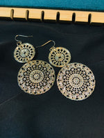 Load image into Gallery viewer, Double Circle Filigree Floral Earrings
