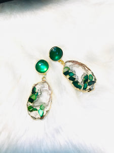 Uncut Green Stone Earrings