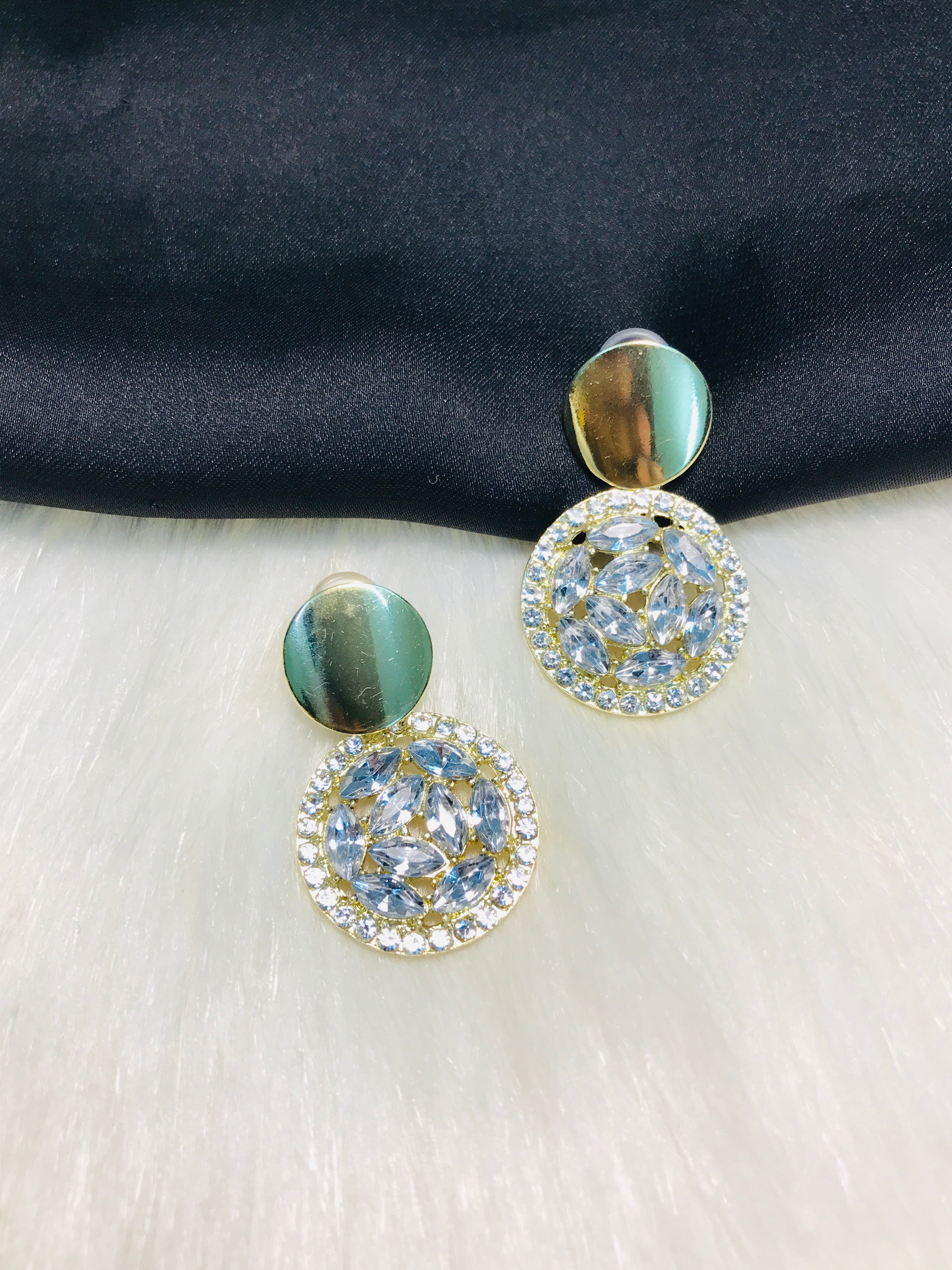 Double Circle Crystal Earring