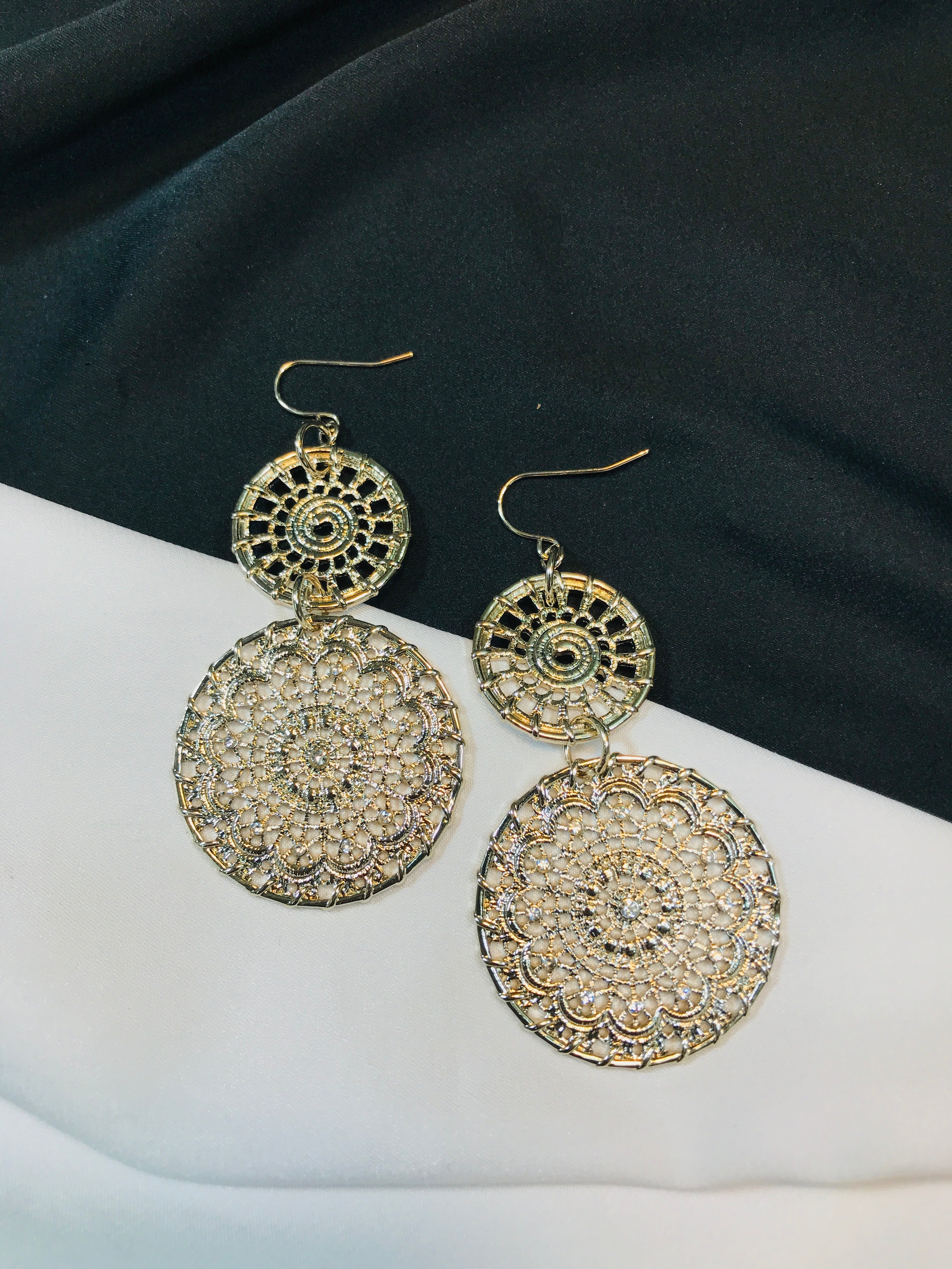 Double Circle Filigree Floral Earrings