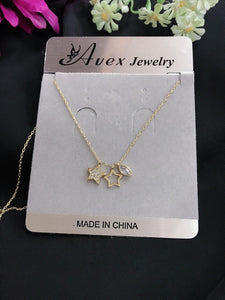 Golden double star stone pendant