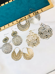 Floral Golden Filigree Earrings