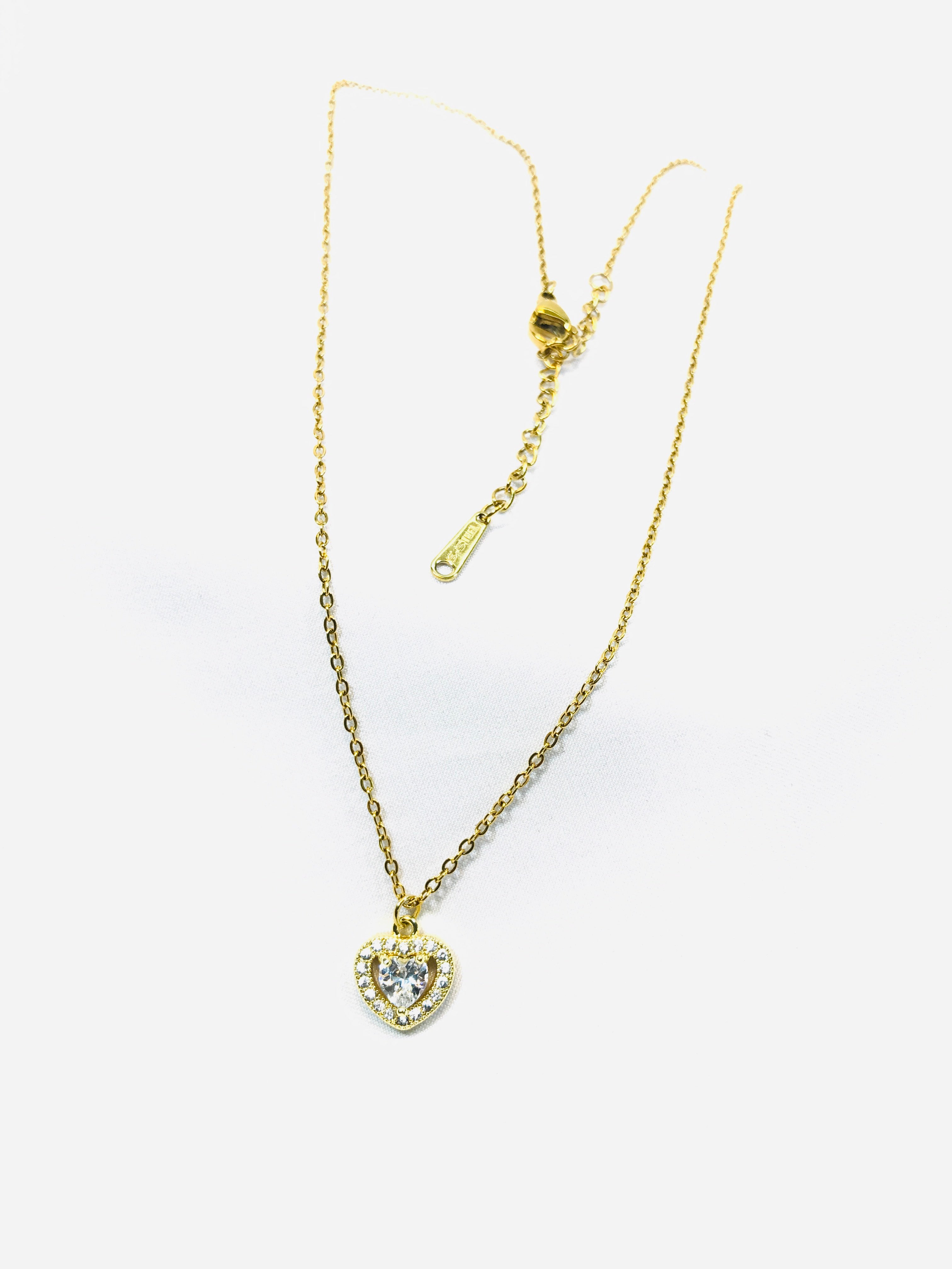 Golden Heart Zircon Pendant