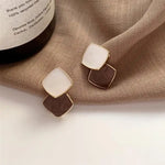 Load image into Gallery viewer, White Brown Enamel Earring
