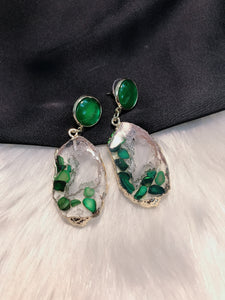 Uncut Green Stone Earrings