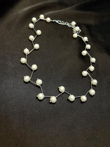 Pearl Charm Choker Silver