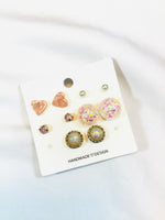 Load image into Gallery viewer, Opel Stone Heart Stud Set
