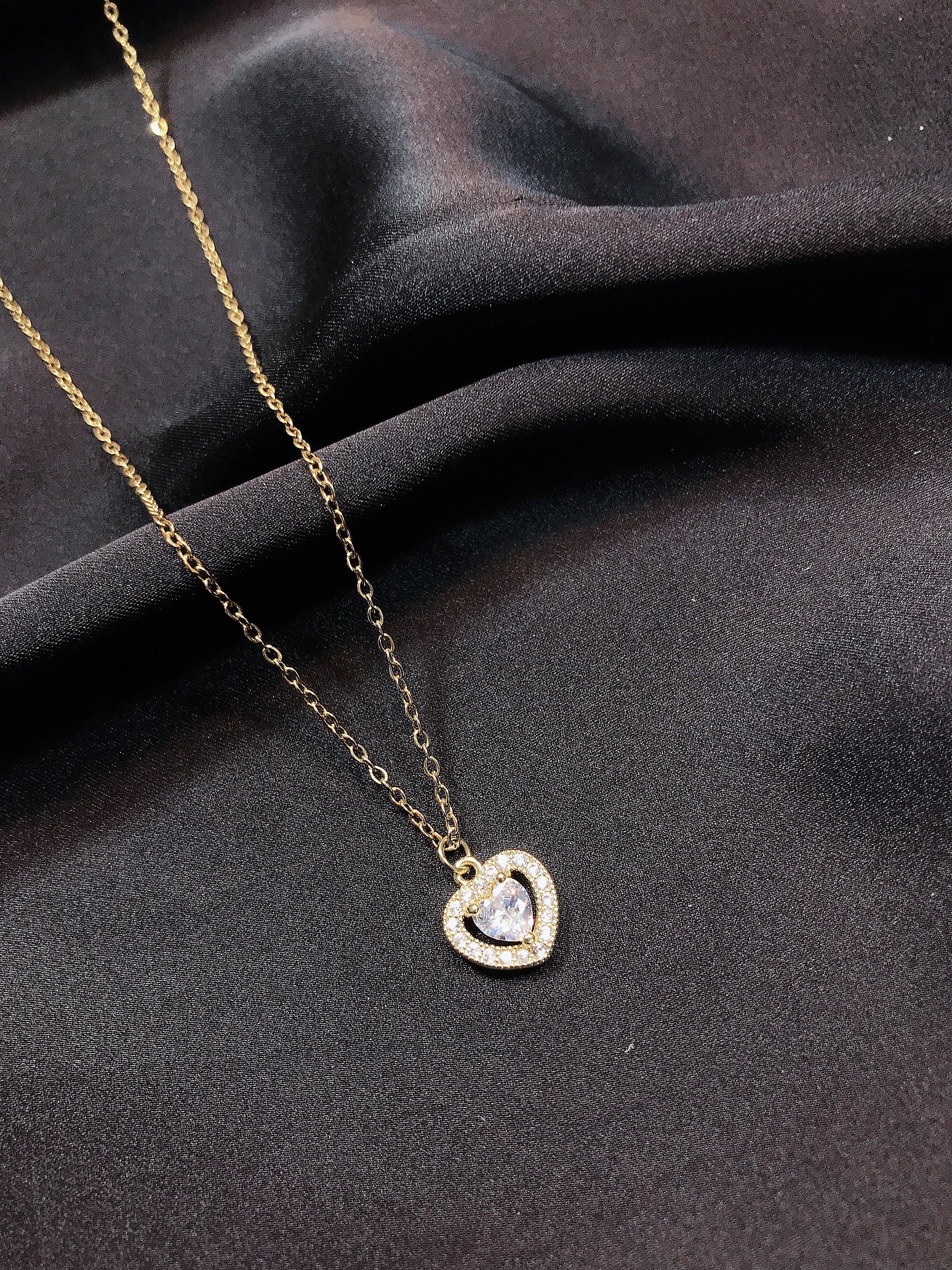 Golden Heart Zircon Pendant