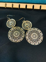 Load image into Gallery viewer, Double Circle Filigree Floral Earrings
