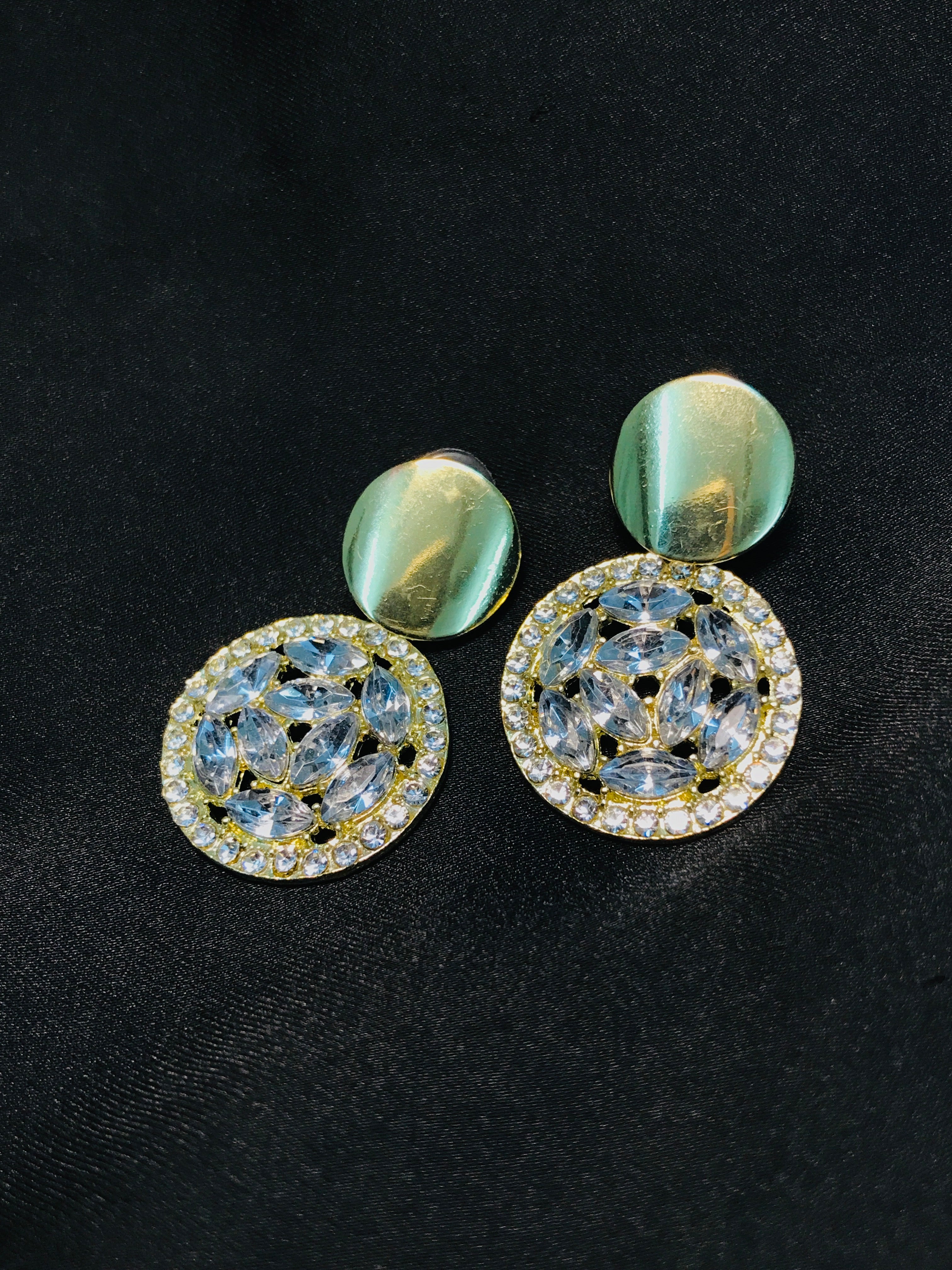 Double Circle Crystal Earring