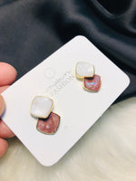 Load image into Gallery viewer, White Brown Enamel Earring
